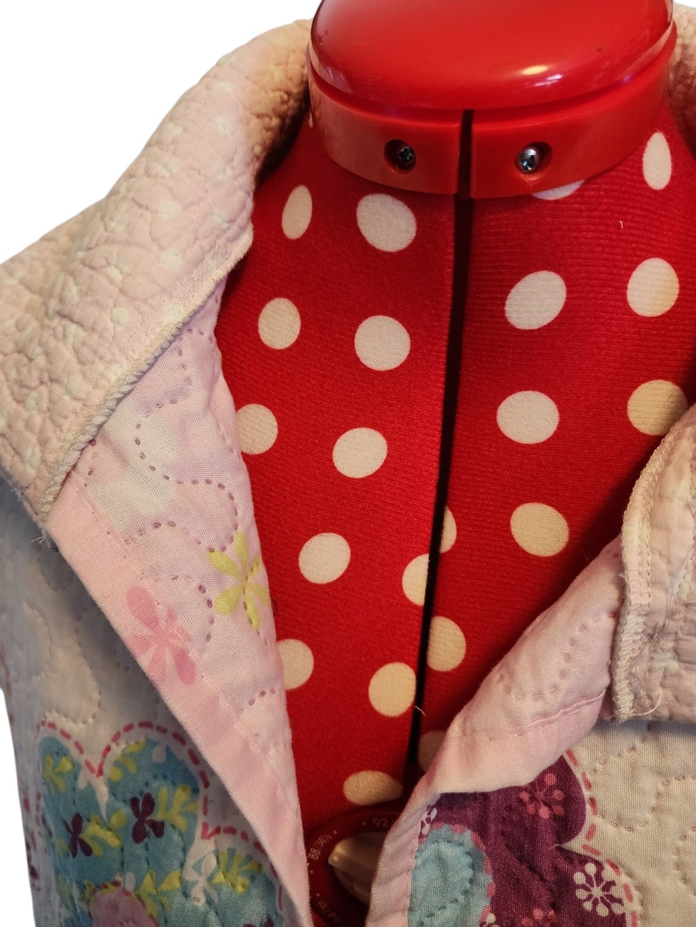 Repurposed Quilt Floral Patchwork Jacket Light Pink Lightweight Boho Vintage - Picture 8 of 12